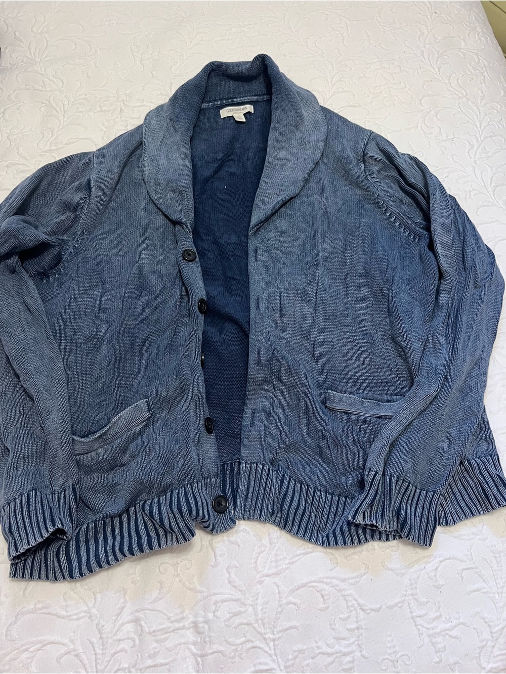 Goodthreads Indigo Blue Shawl Collar 100% Cotton Cardigan size XXL